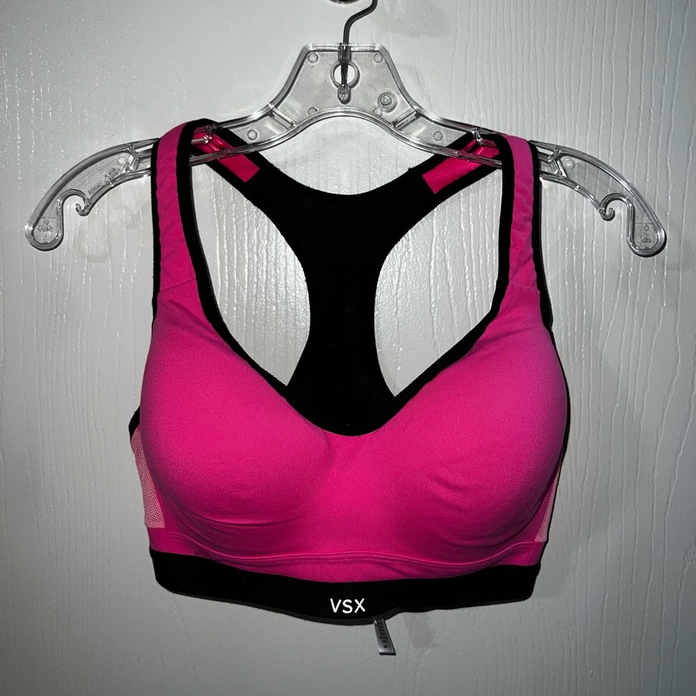 Victoria Secret VSX Pink and Black Sports Bras for Active Comfort, Size 34D - Picture 2 of 5